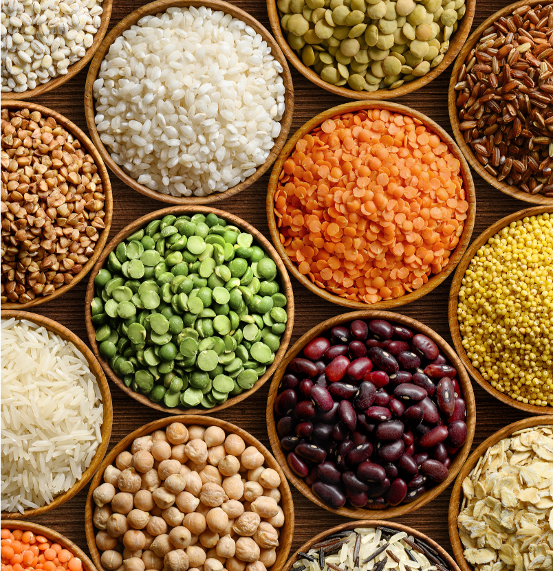 Image of various foods rich in phytate, such as lentils and chickpeas